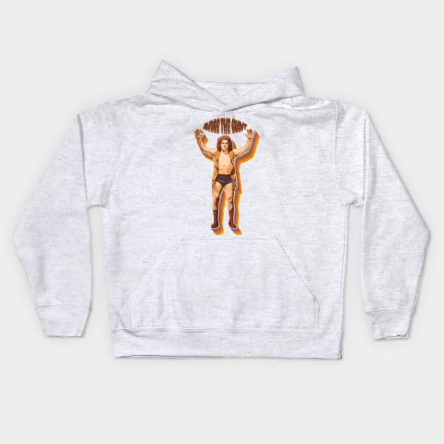 Andre the Giant Retro 70s Fade Kids Hoodie by darklordpug